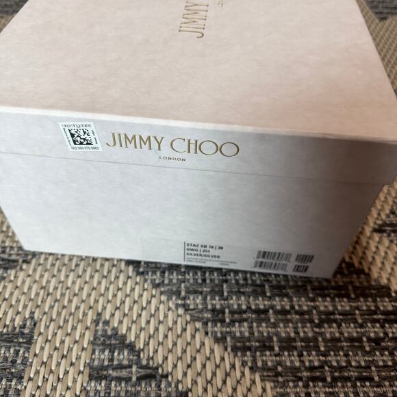 Jimmy Choo Staz 70MM Bow-Embellished Leather Slingback Pumps Silver Size 38 - Picture 4 of 9